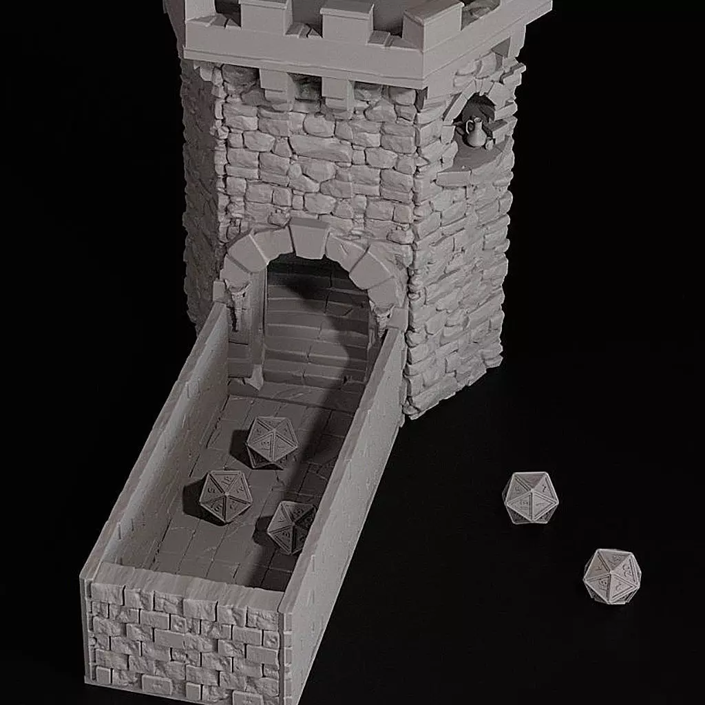 Modular Dice Tower in Two Parts - Medieval Castle   3D print model_1