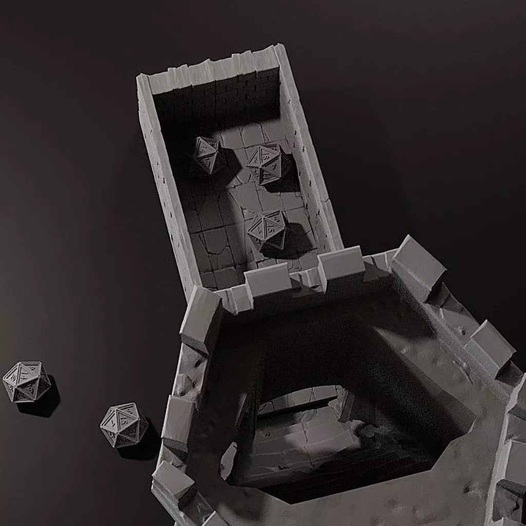 Modular Dice Tower in Two Parts - Medieval Castle   3D print model_8