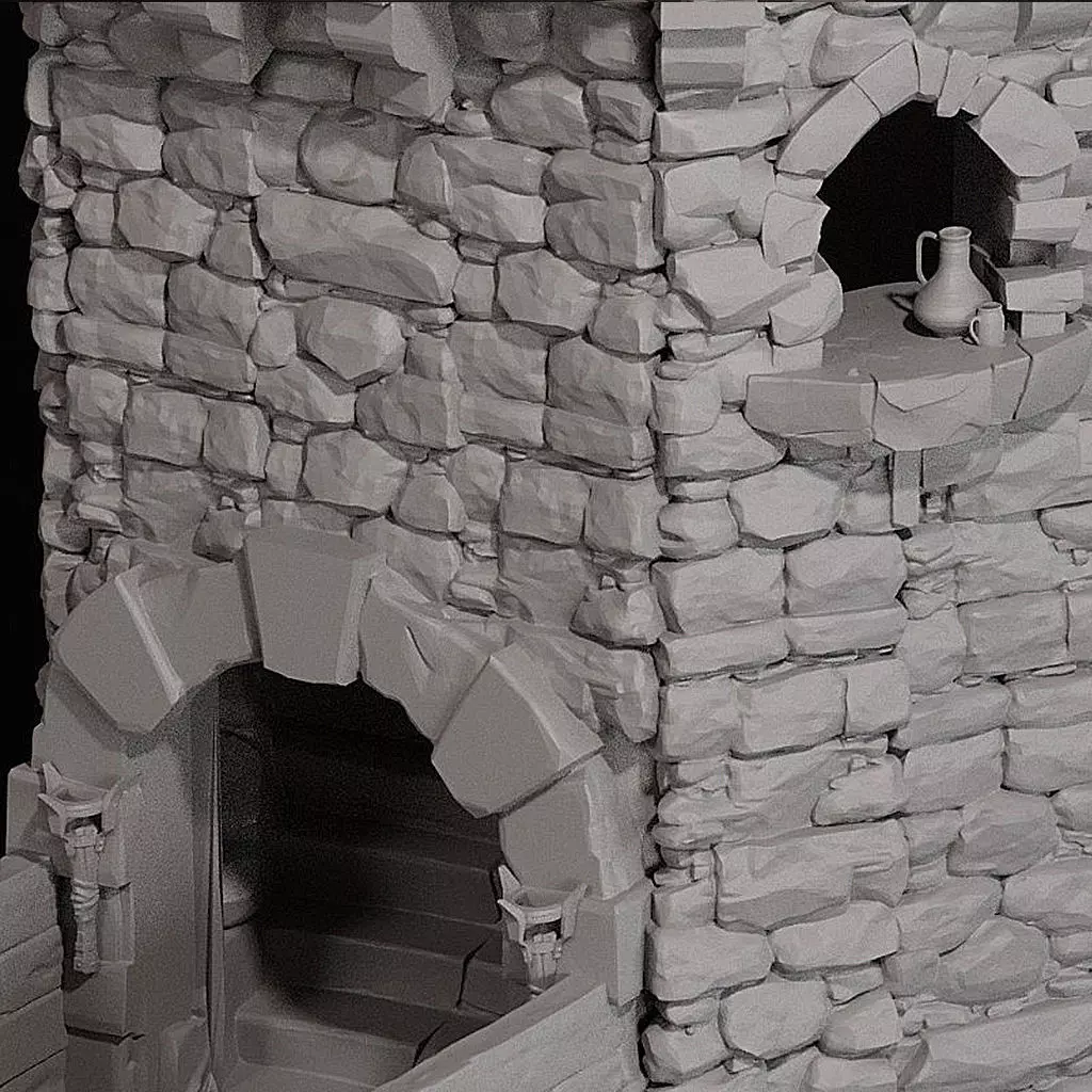 Modular Dice Tower in Two Parts - Medieval Castle   3D print model_3