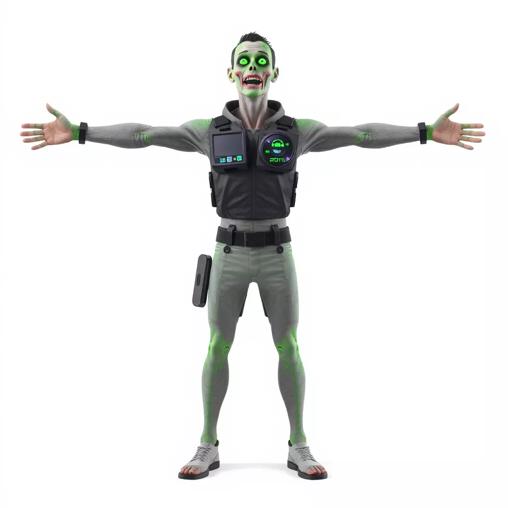 Neon Zombie Character model pack Low-poly 3D model_2