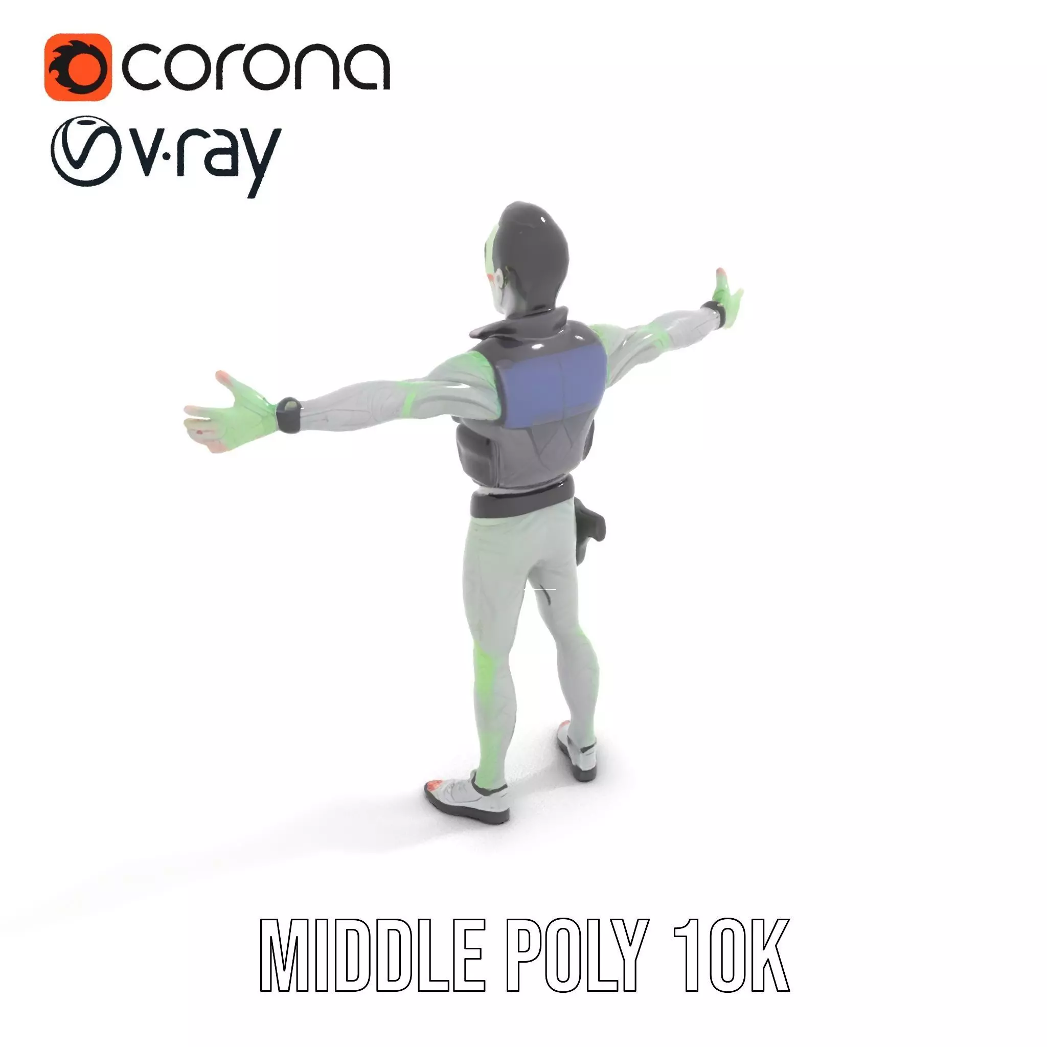 Neon Zombie Character model pack Low-poly 3D model_6