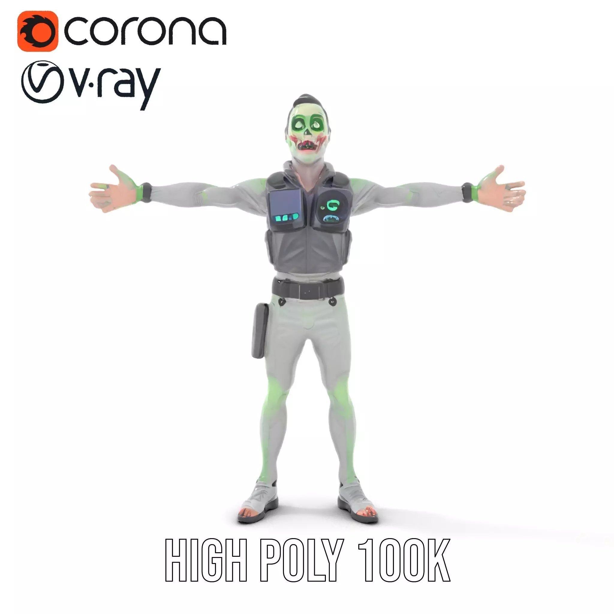 Neon Zombie Character model pack Low-poly 3D model_11