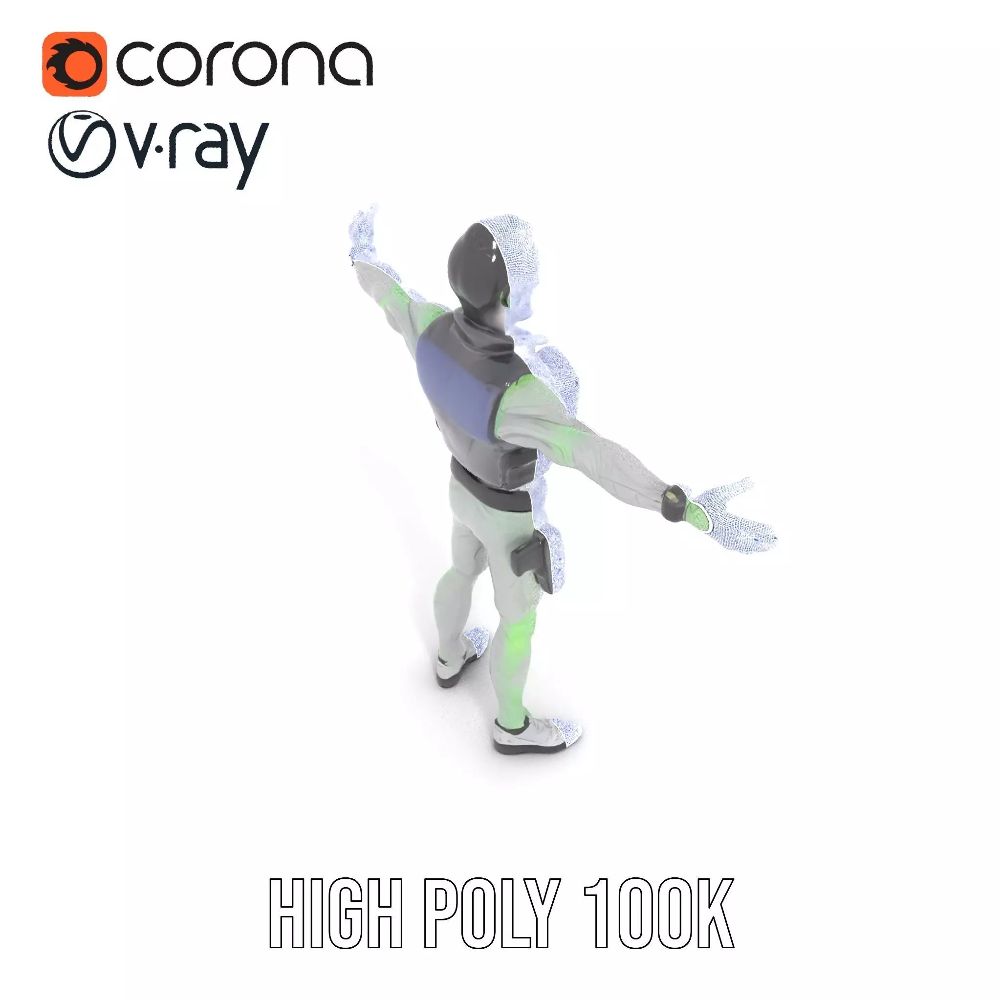 Neon Zombie Character model pack Low-poly 3D model_28