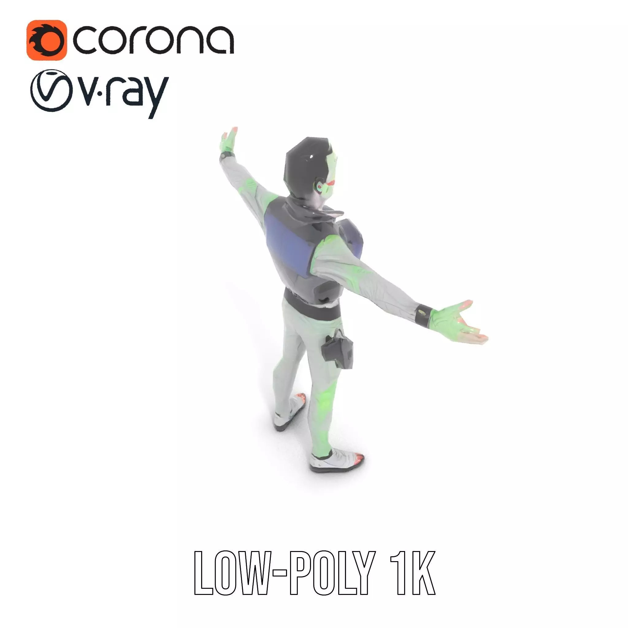 Neon Zombie Character model pack Low-poly 3D model_16