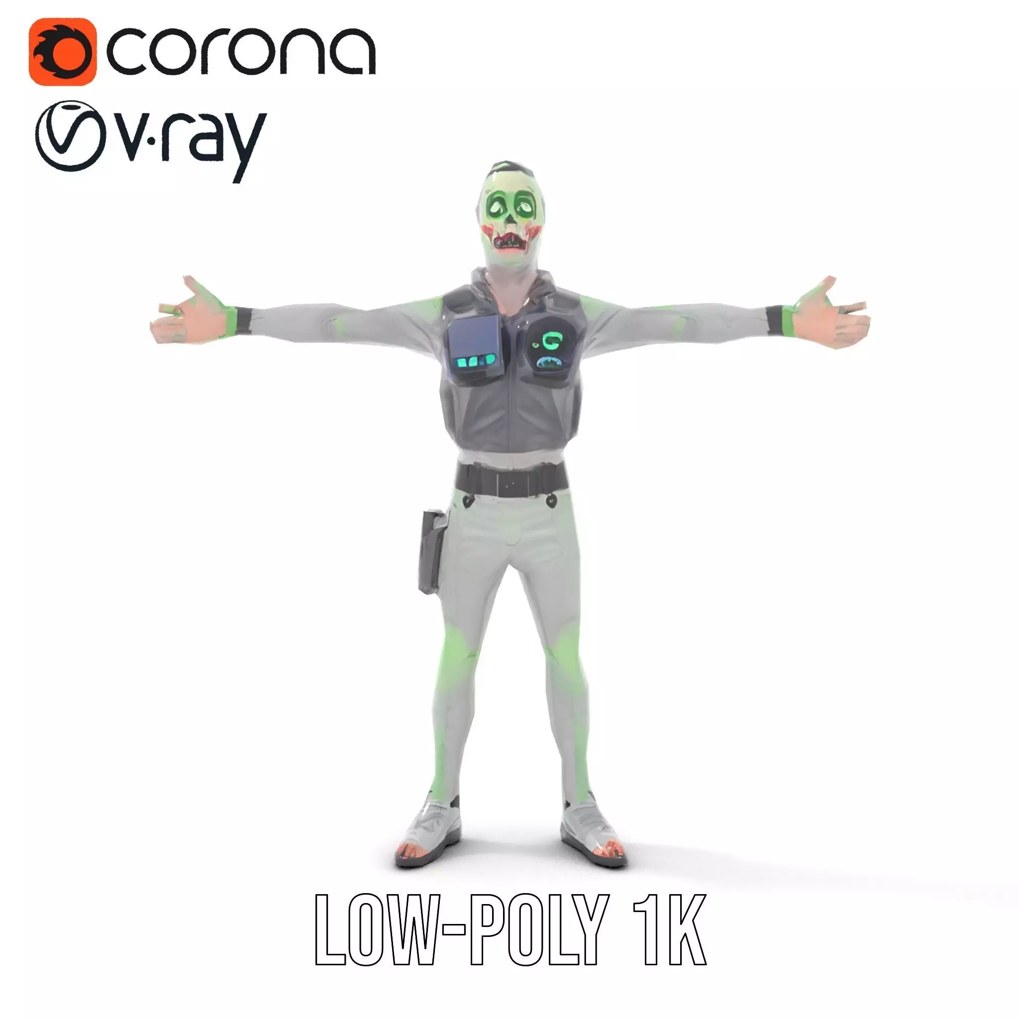 Neon Zombie Character model pack Low-poly 3D model_10