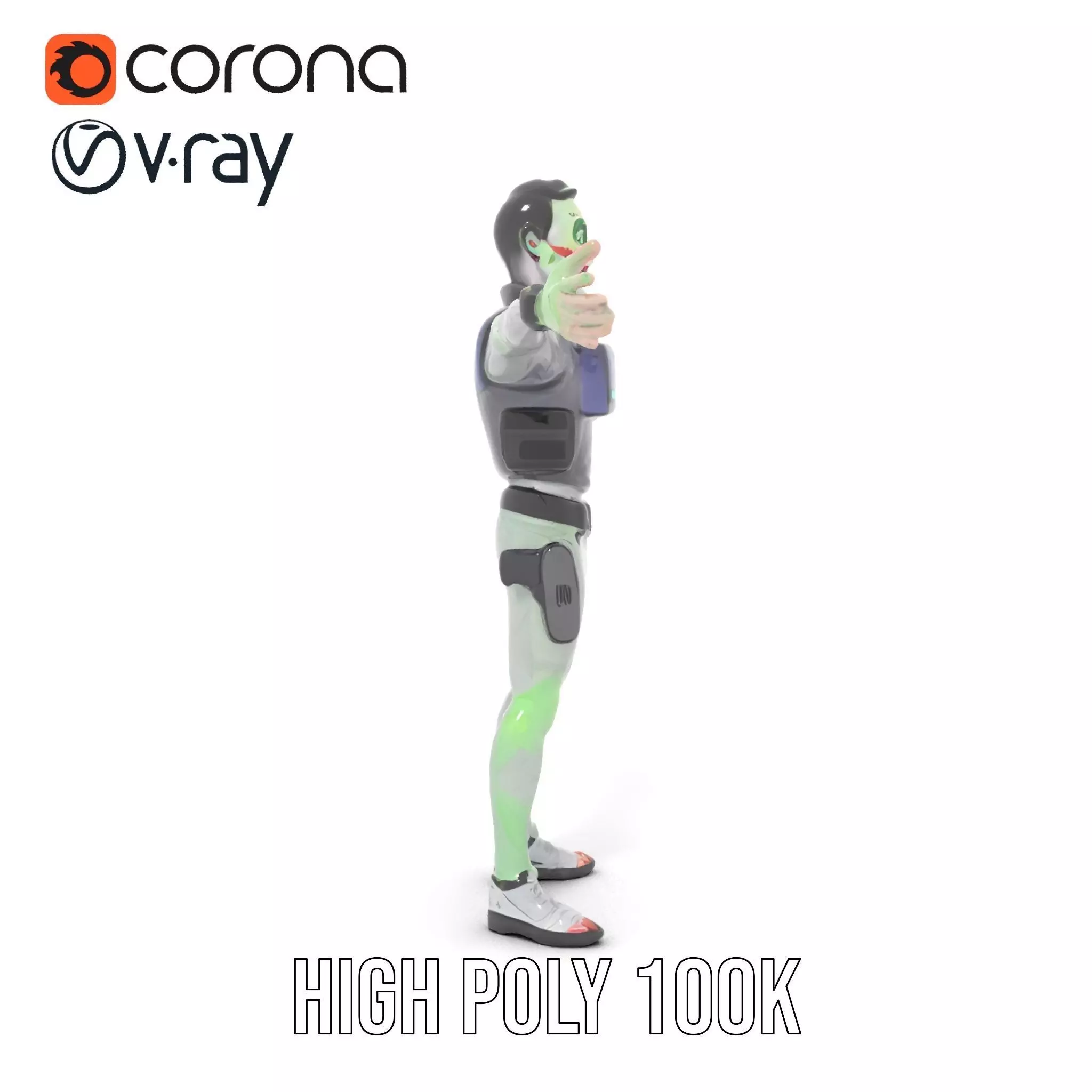 Neon Zombie Character model pack Low-poly 3D model_17