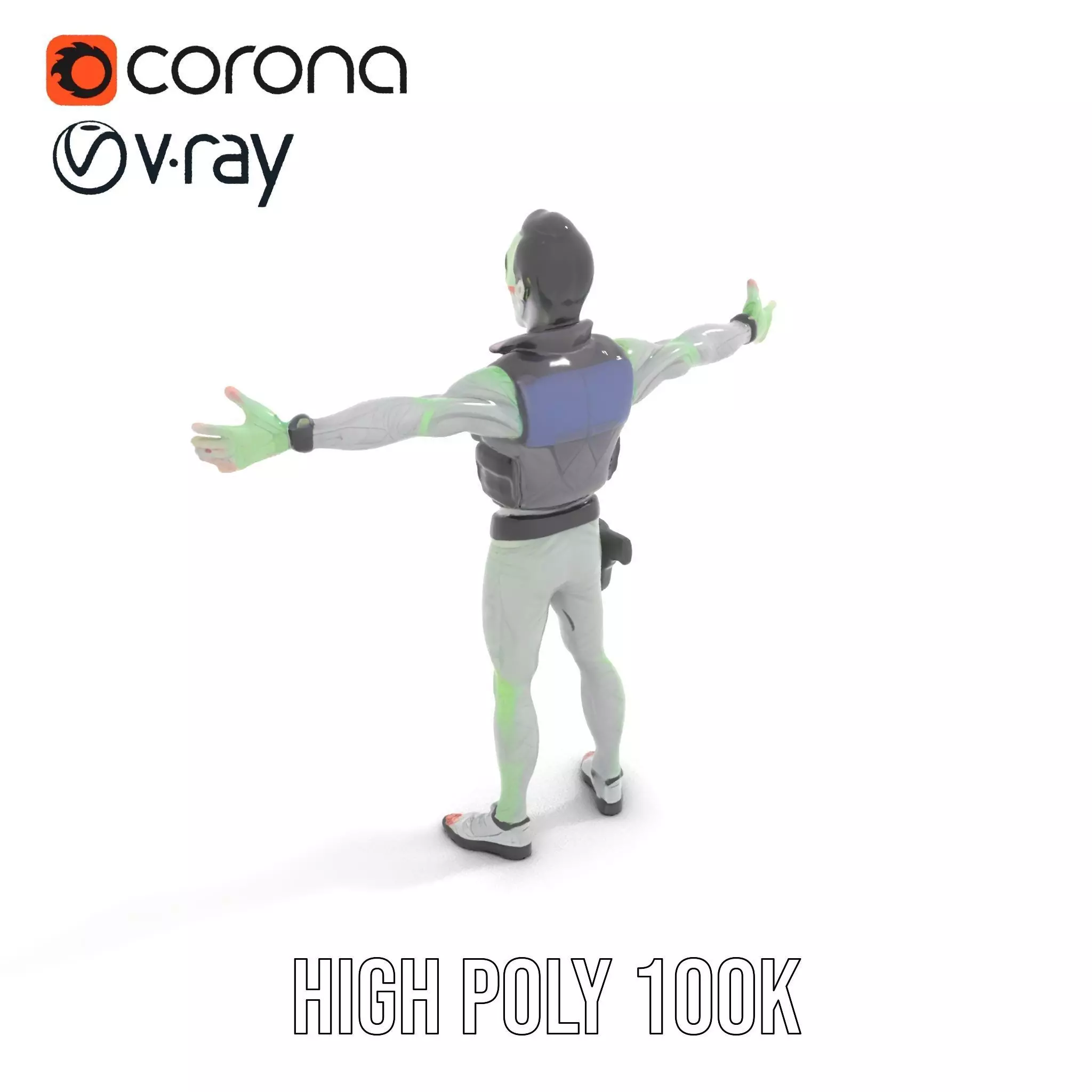 Neon Zombie Character model pack Low-poly 3D model_25