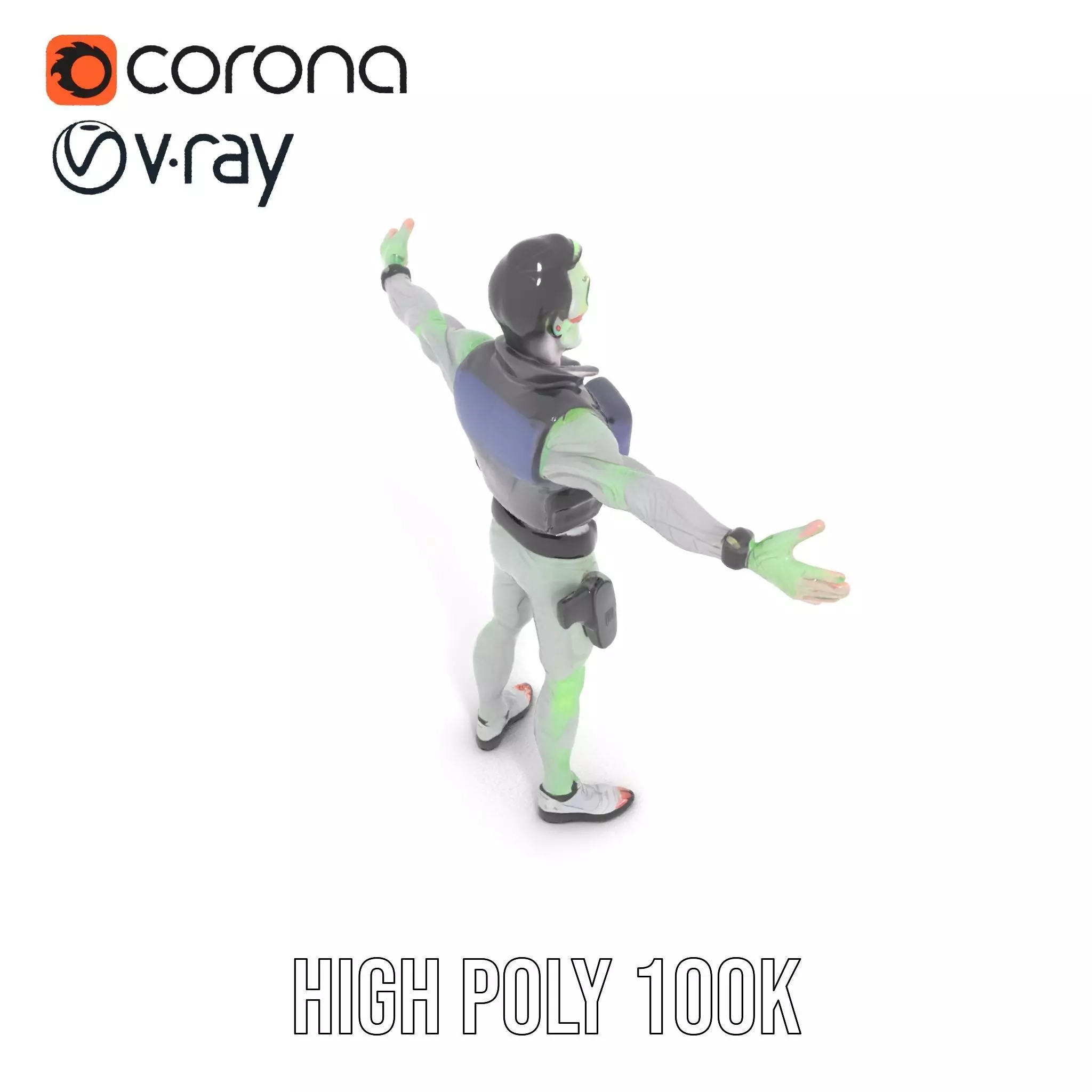 Neon Zombie Character model pack Low-poly 3D model_14