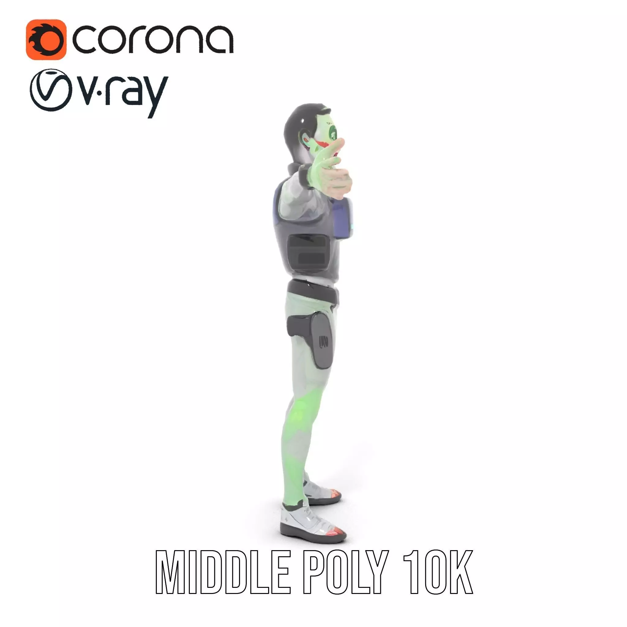 Neon Zombie Character model pack Low-poly 3D model_12