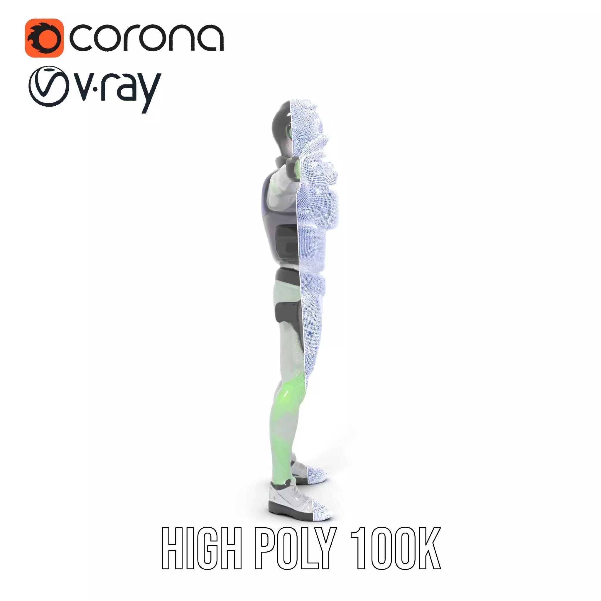 Neon Zombie Character model pack Low-poly 3D model_31