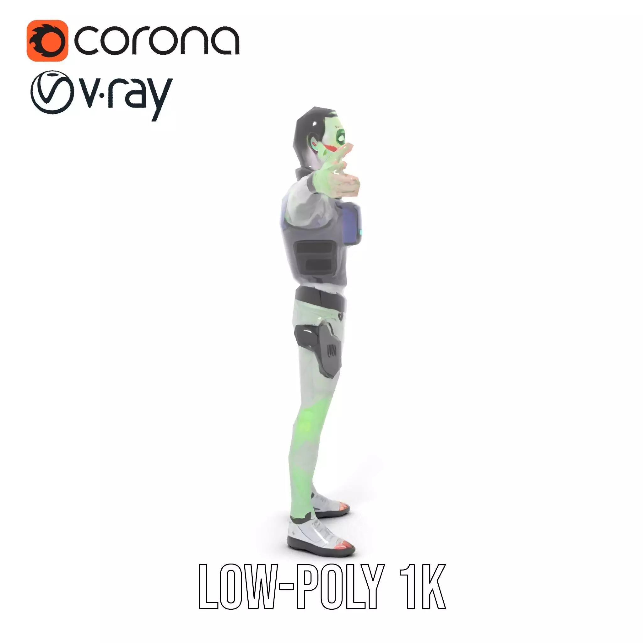 Neon Zombie Character model pack Low-poly 3D model_8