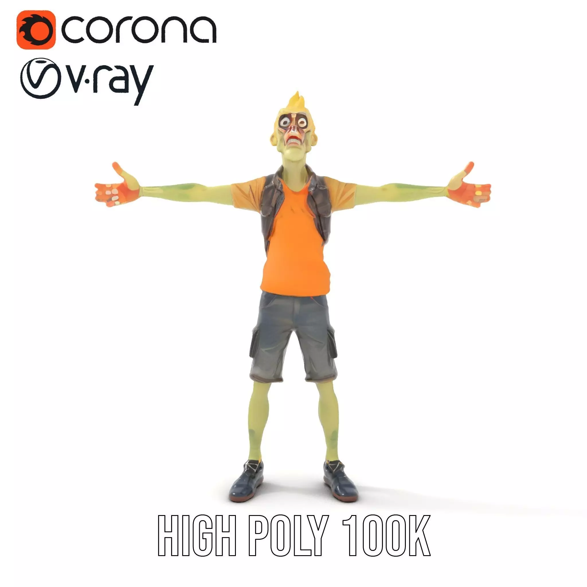 Quirky Zombie Character model pack Low-poly 3D model_19