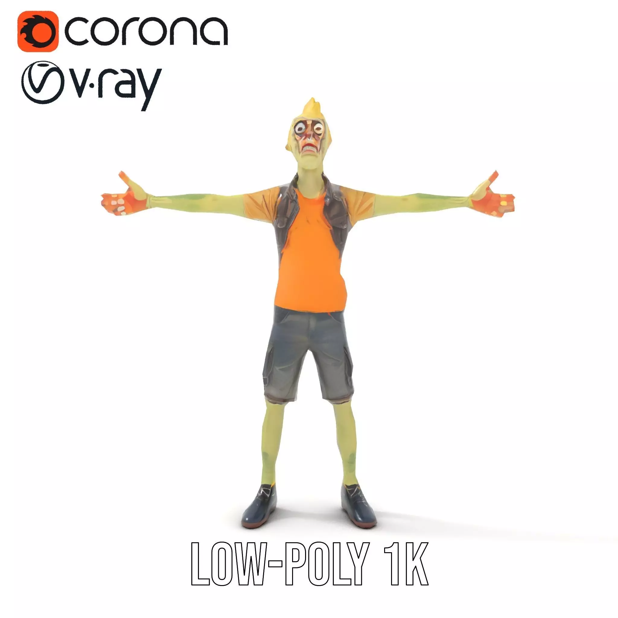 Quirky Zombie Character model pack Low-poly 3D model_27