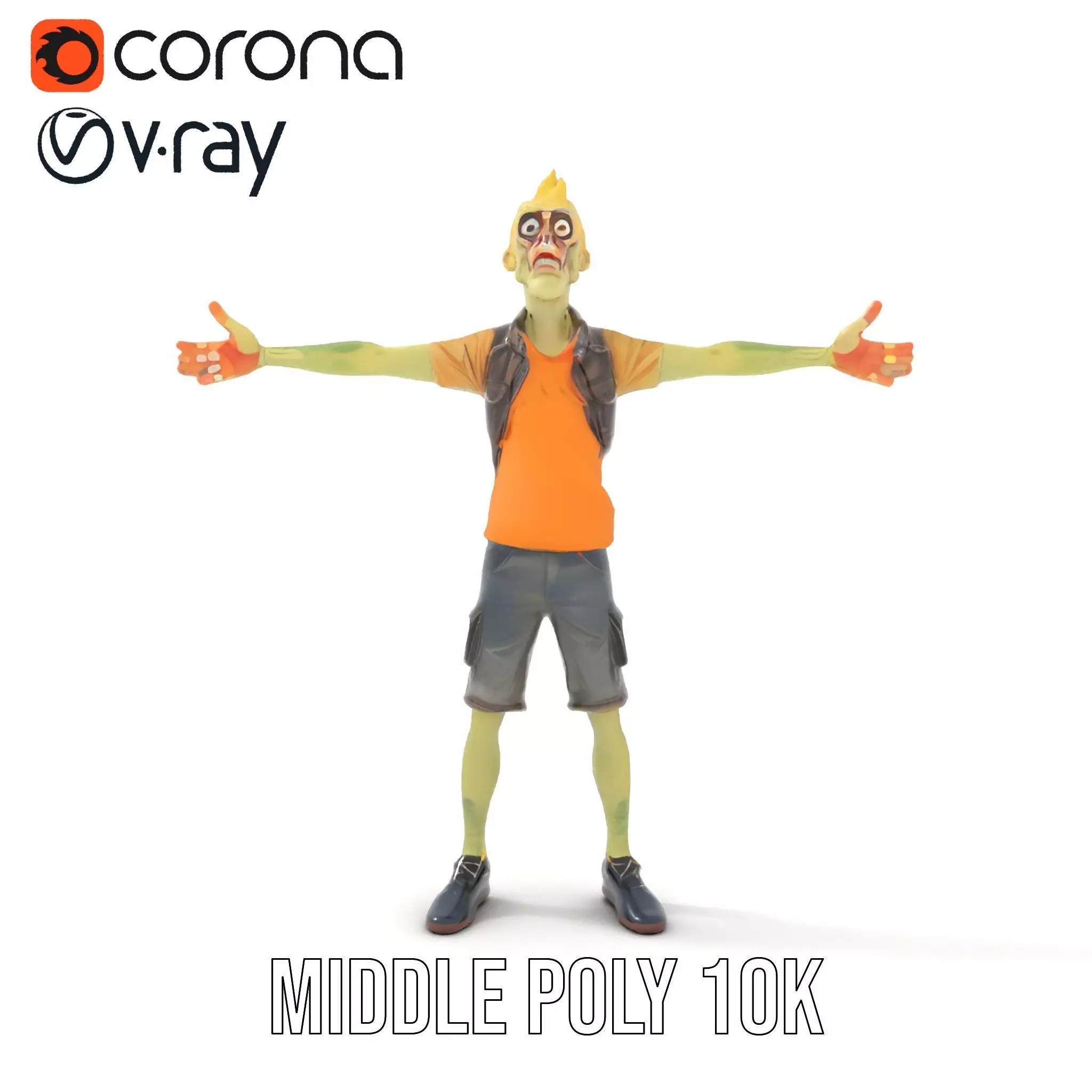 Quirky Zombie Character model pack Low-poly 3D model_23