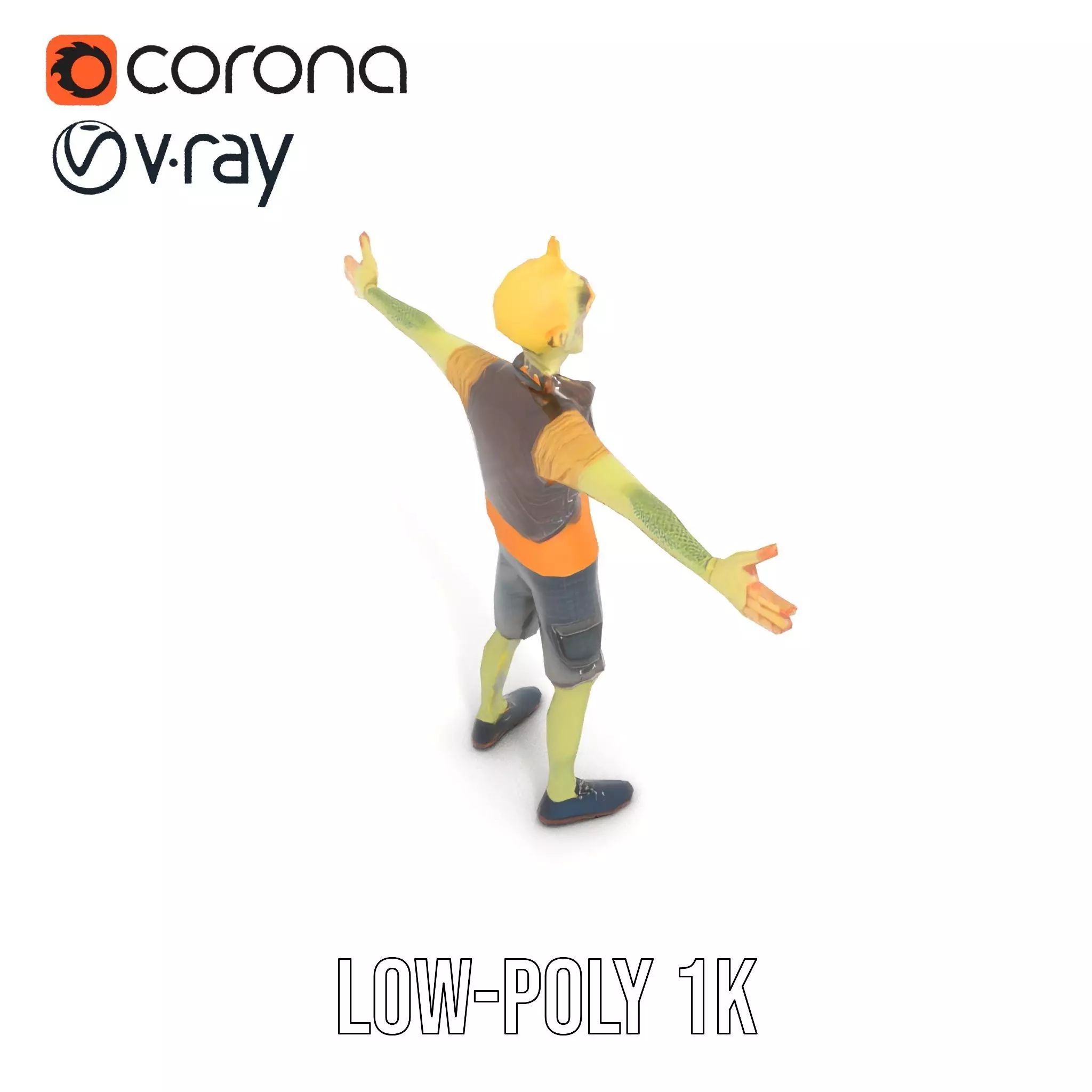 Quirky Zombie Character model pack Low-poly 3D model_30