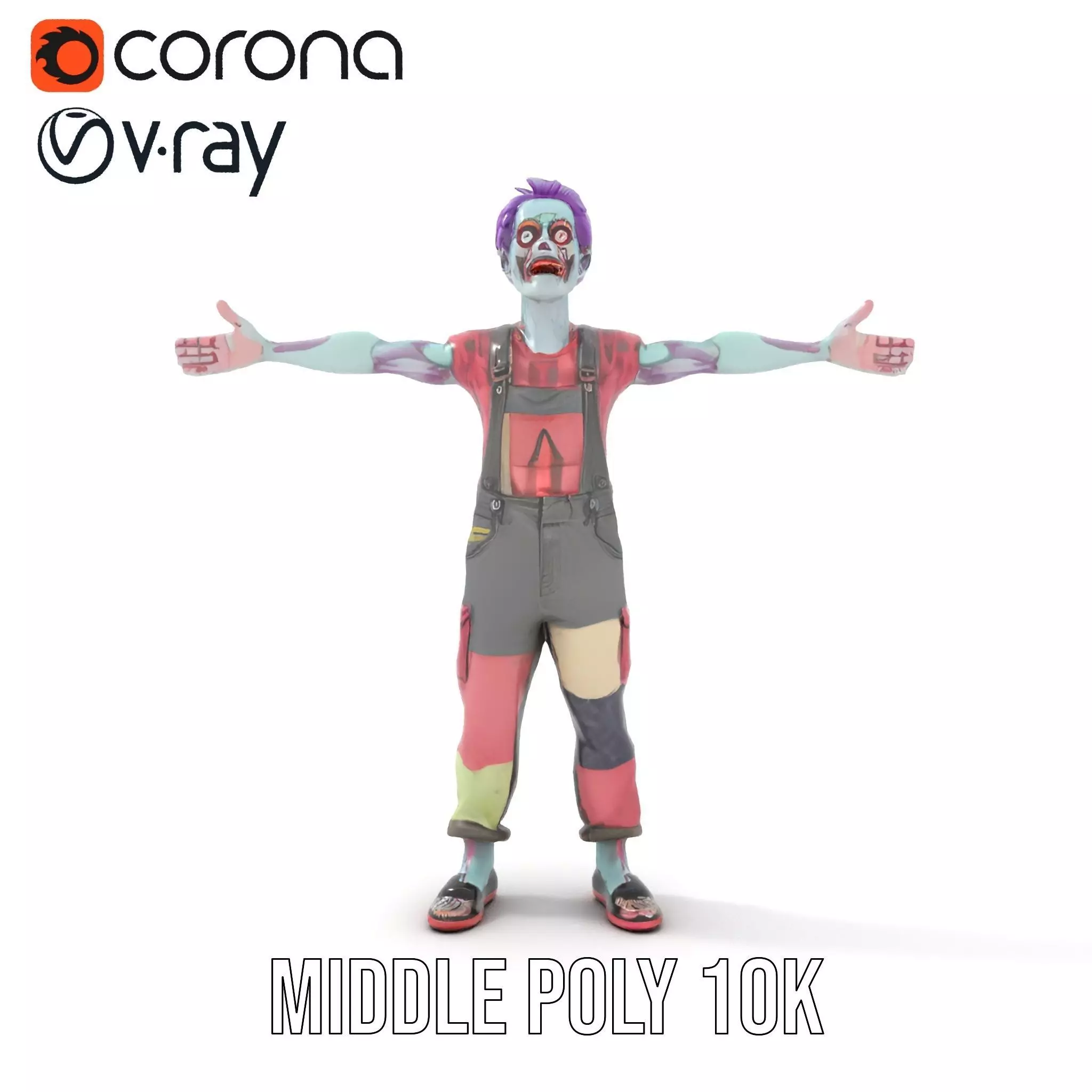 Patchwork Zombie model pack Low-poly 3D model_20