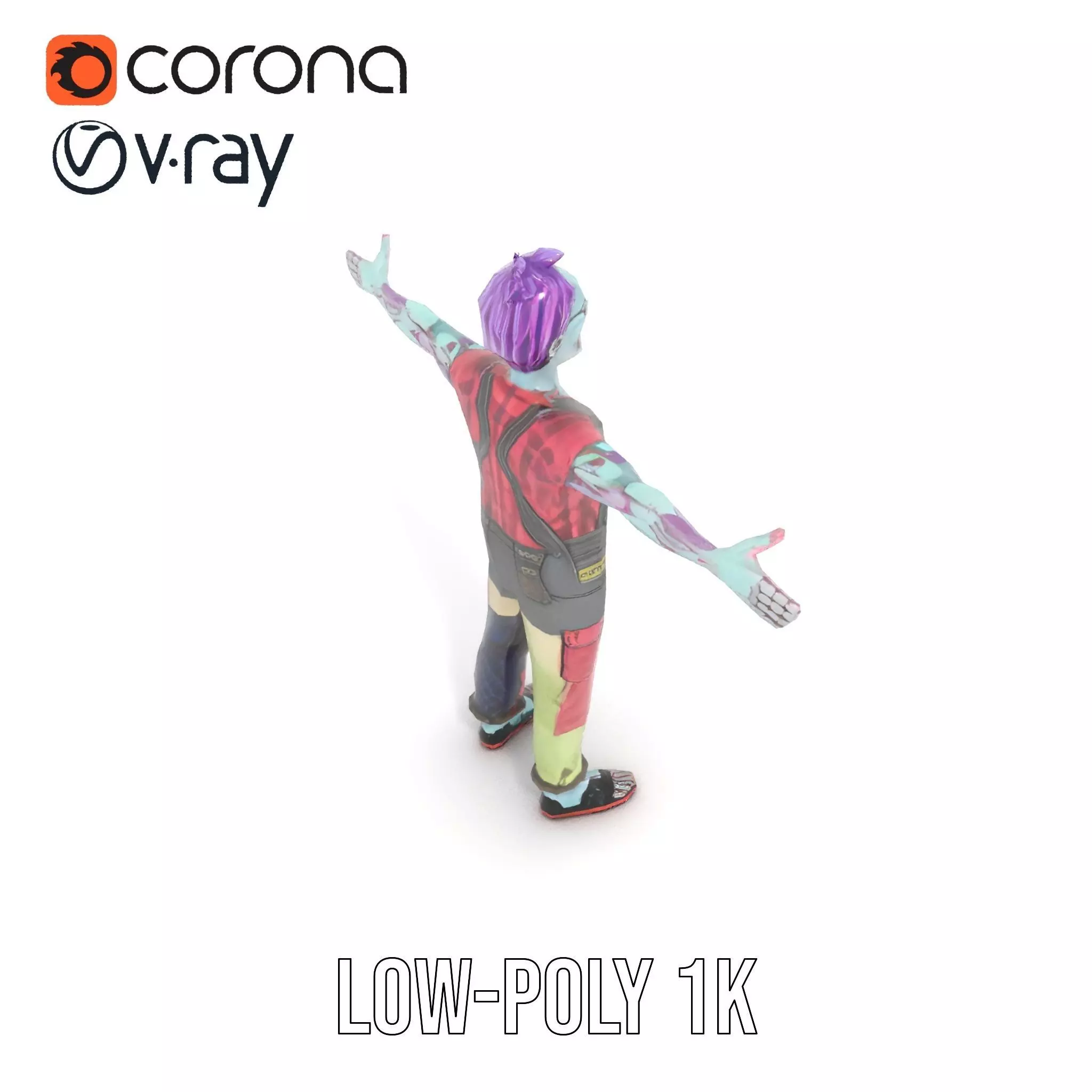 Patchwork Zombie model pack Low-poly 3D model_7