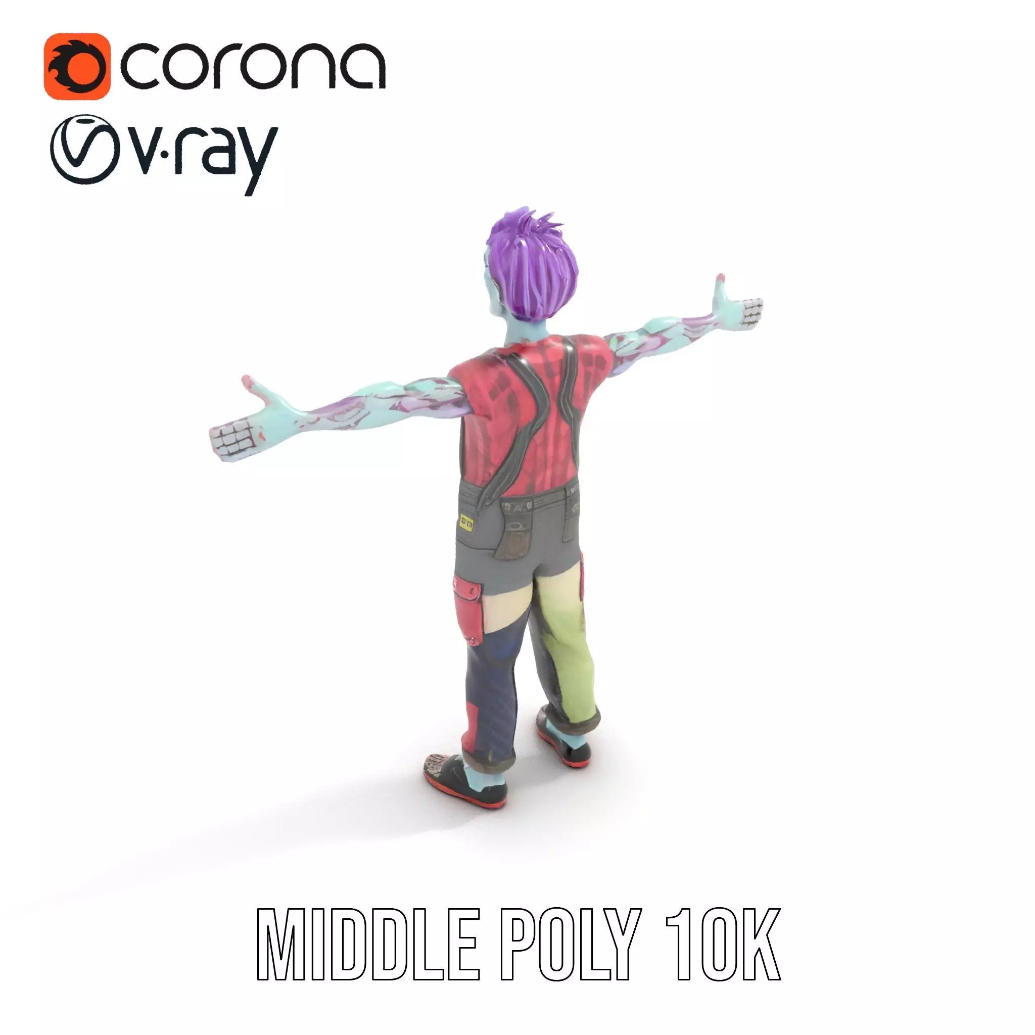 Patchwork Zombie model pack Low-poly 3D model_12