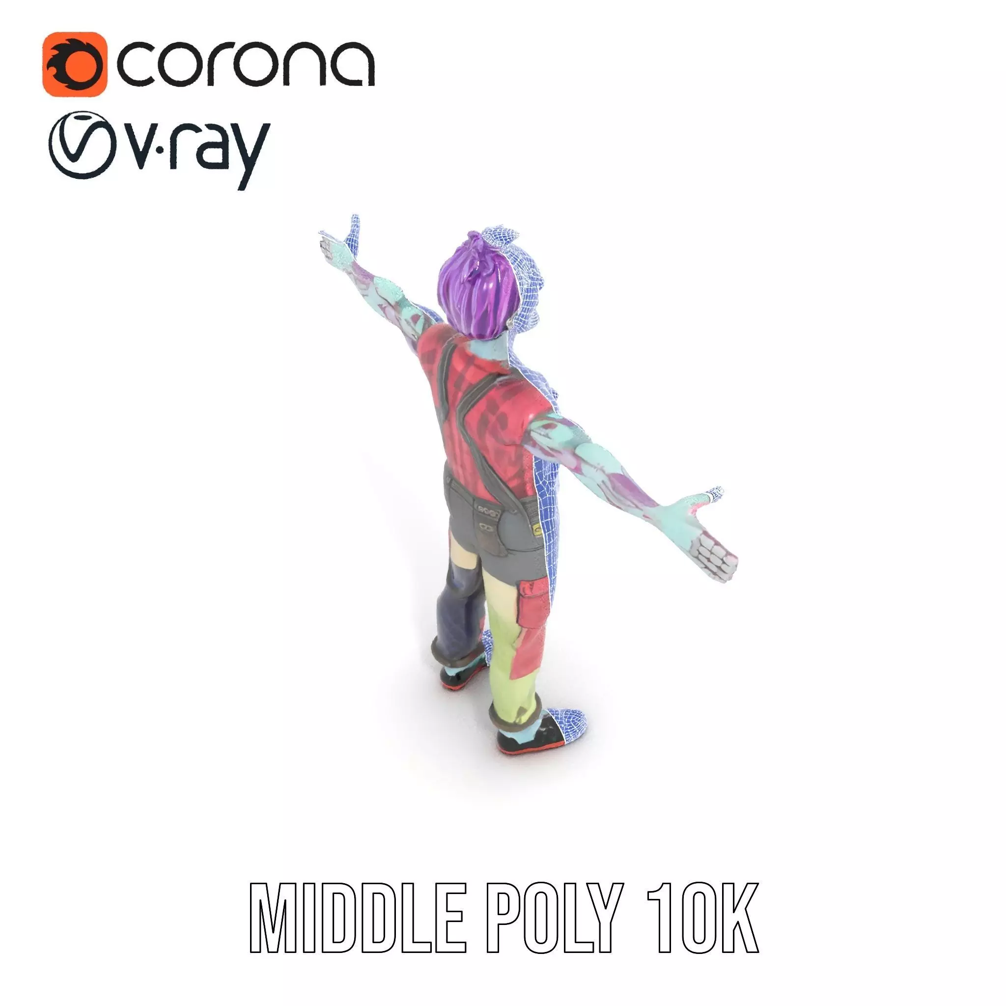 Patchwork Zombie model pack Low-poly 3D model_17