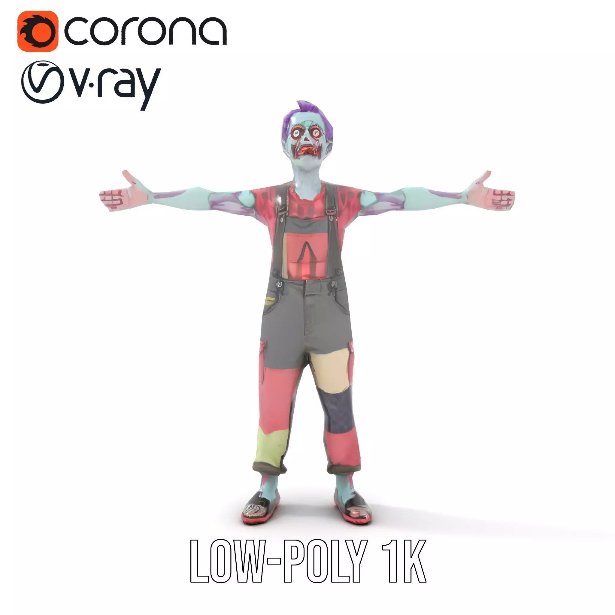 Patchwork Zombie model pack Low-poly 3D model_21