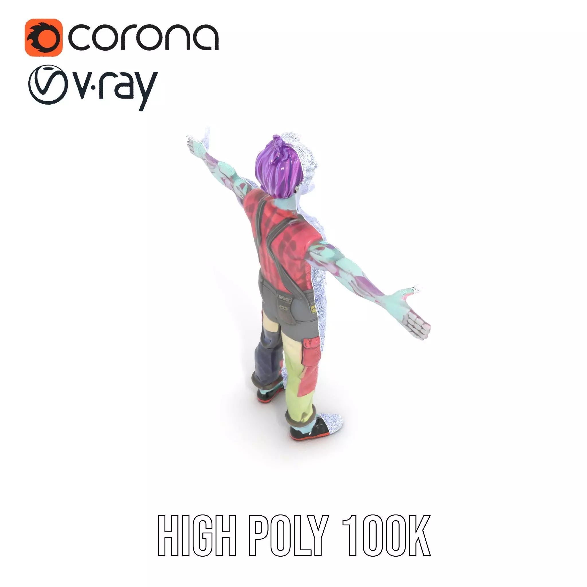 Patchwork Zombie model pack Low-poly 3D model_28