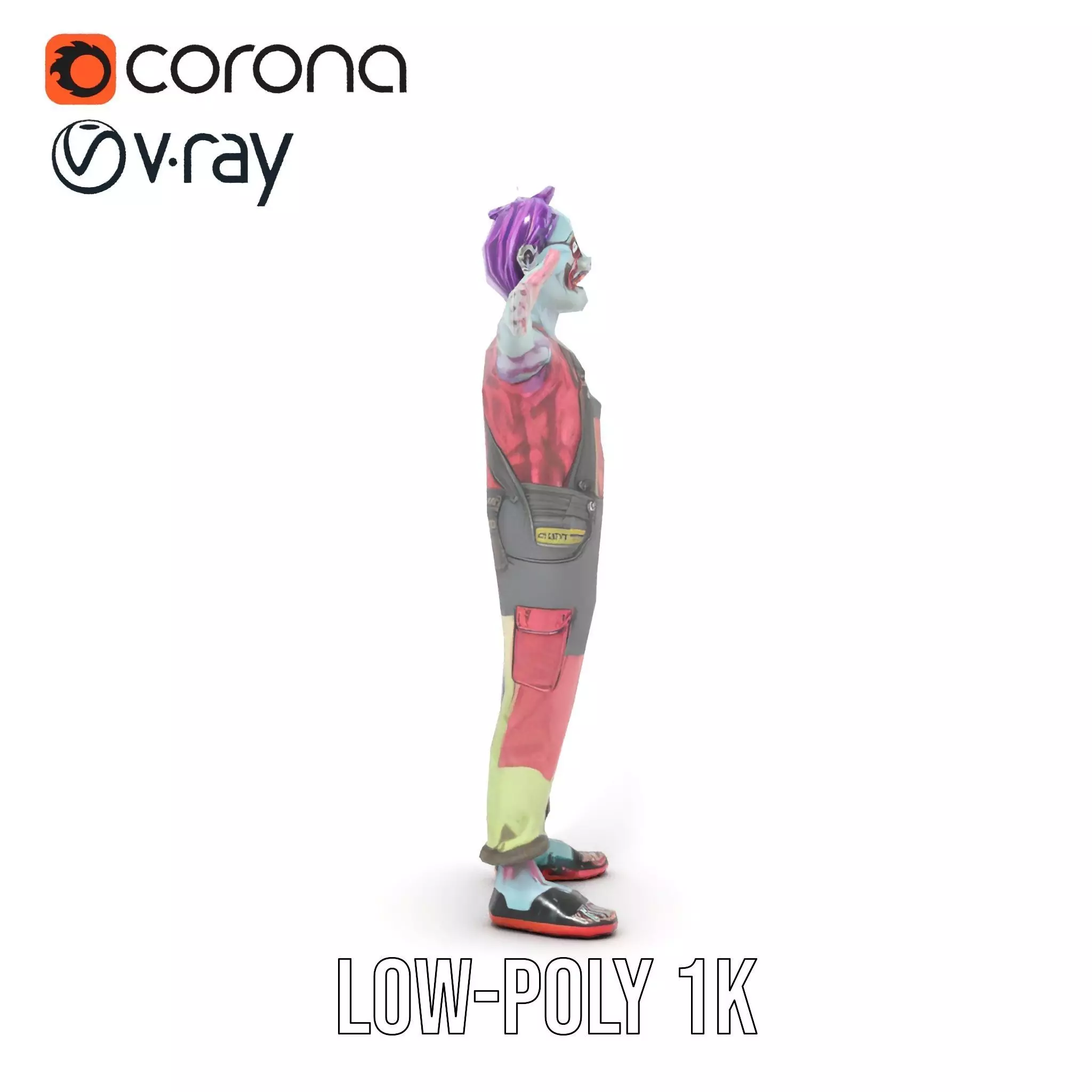 Patchwork Zombie model pack Low-poly 3D model_30