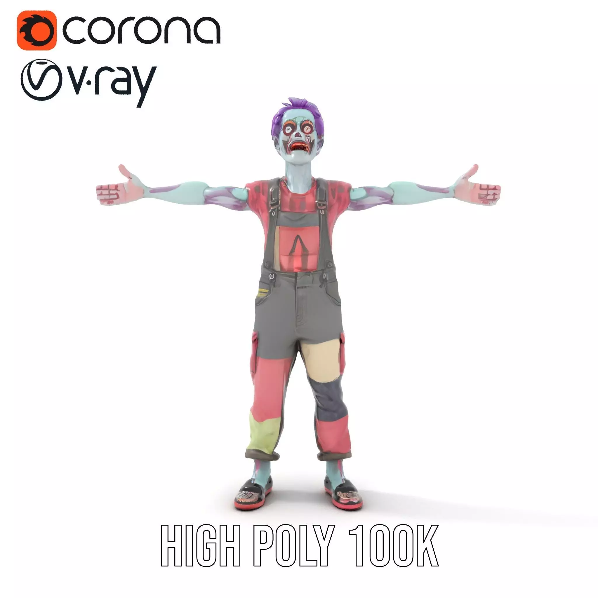 Patchwork Zombie model pack Low-poly 3D model_22