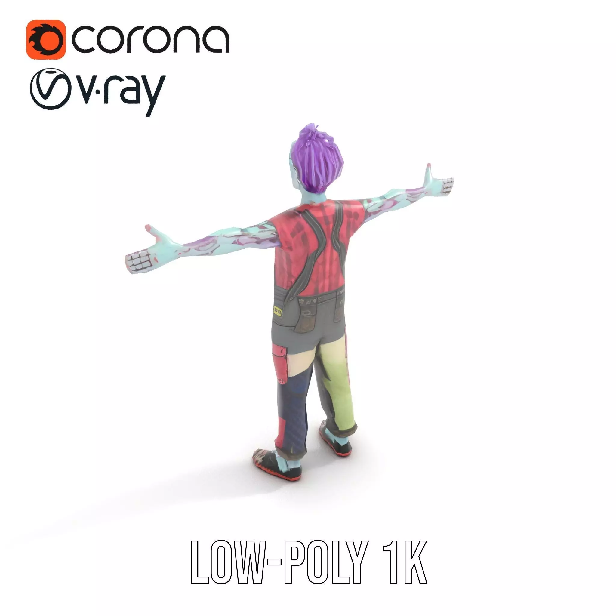 Patchwork Zombie model pack Low-poly 3D model_13