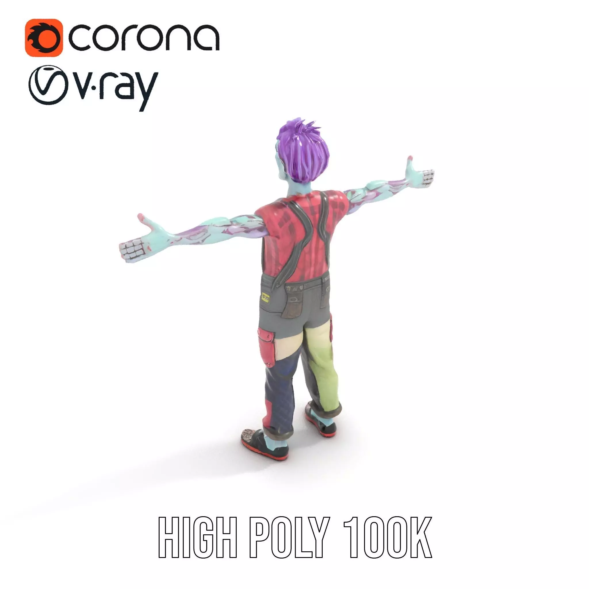 Patchwork Zombie model pack Low-poly 3D model_11