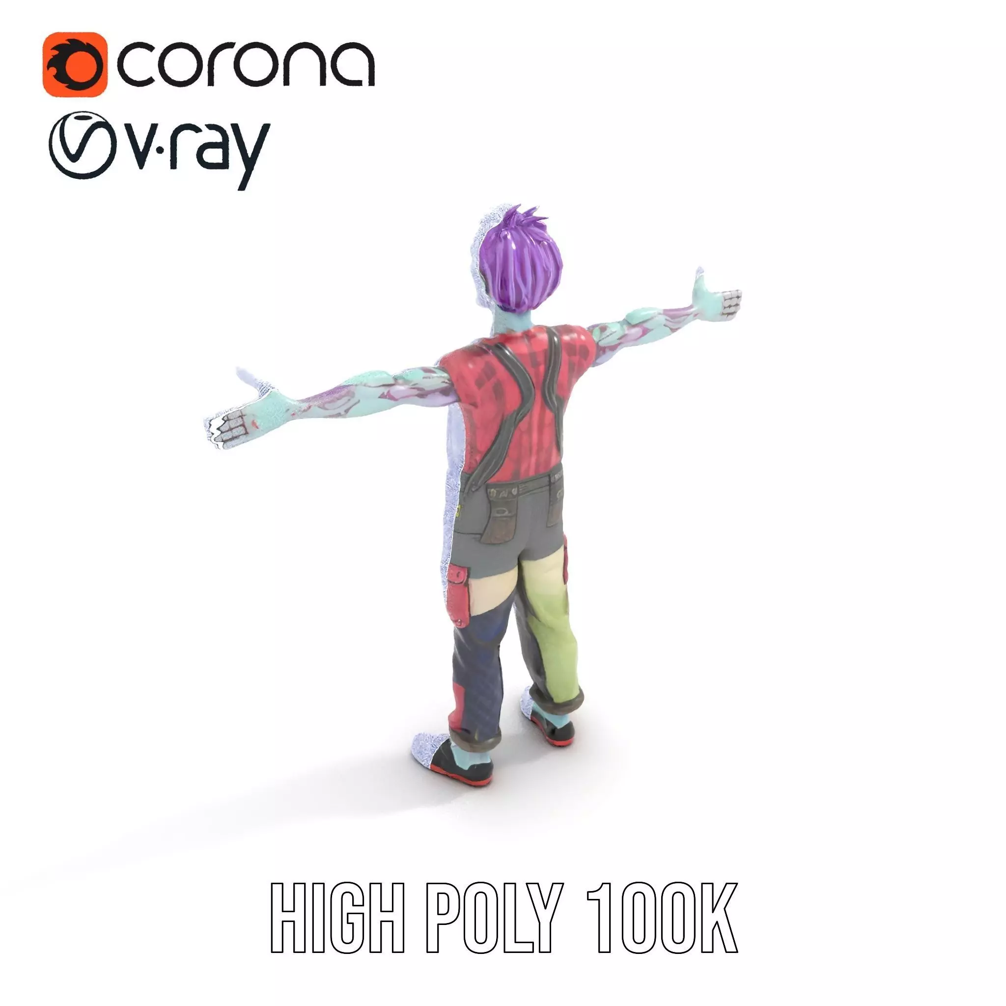 Patchwork Zombie model pack Low-poly 3D model_16