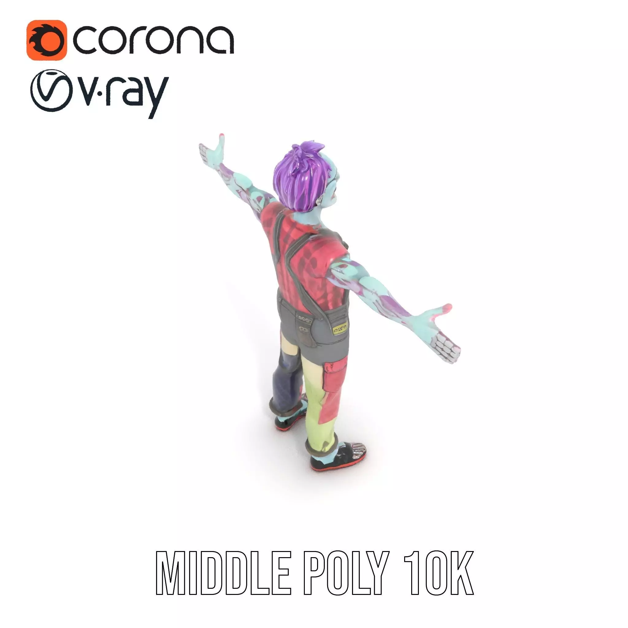 Patchwork Zombie model pack Low-poly 3D model_23