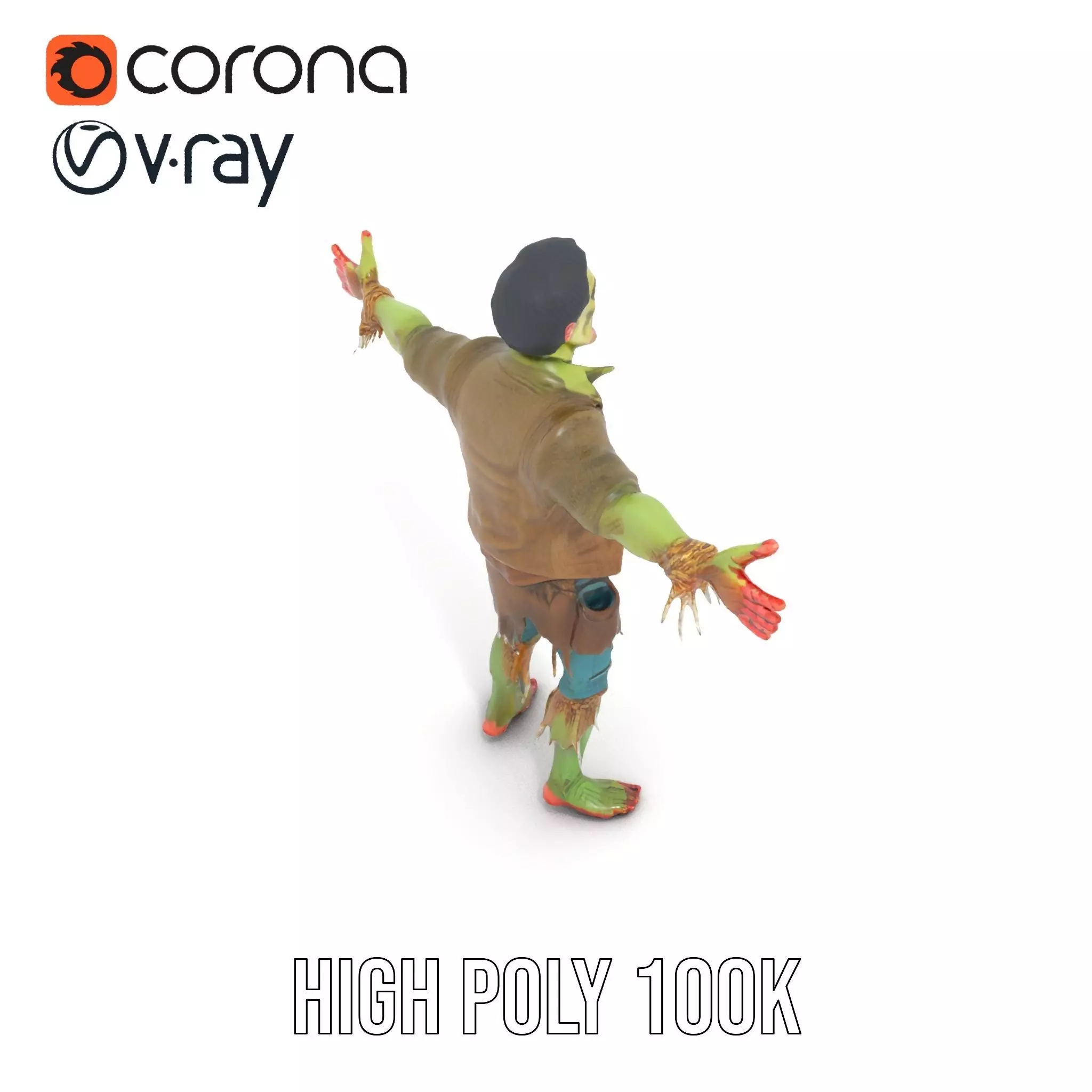 Green Zombie Character model pack Low-poly 3D model_18