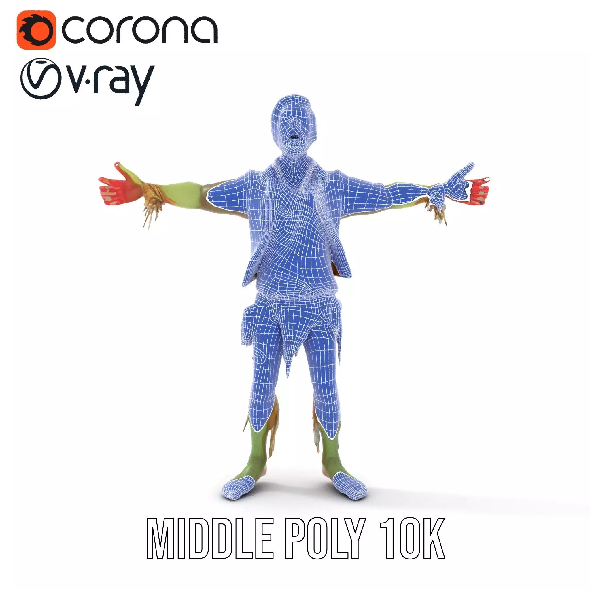 Green Zombie Character model pack Low-poly 3D model_13