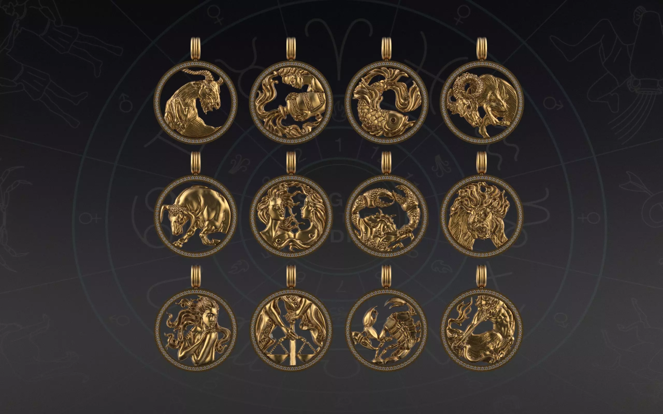 12 Zodiac Signs 3D print model_1