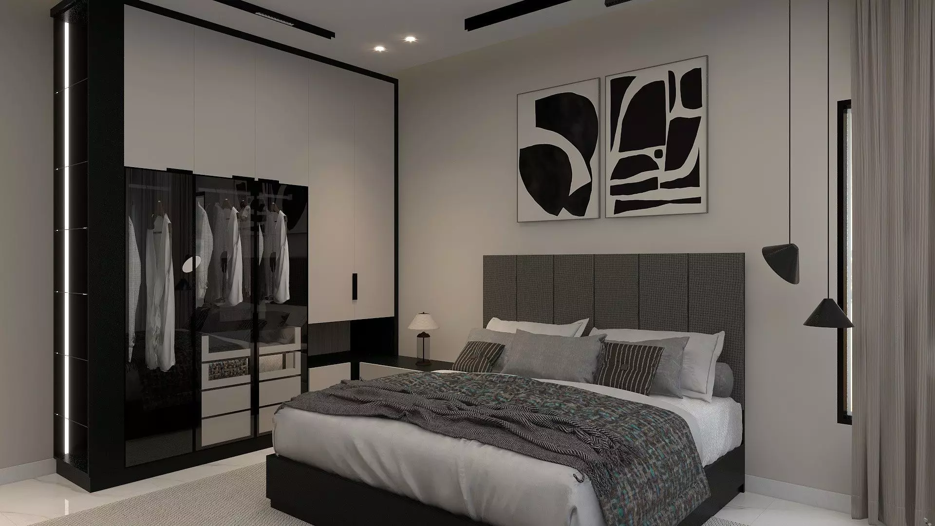 Shadow line Elegance Bed Set - Smart Dark  3D model_2