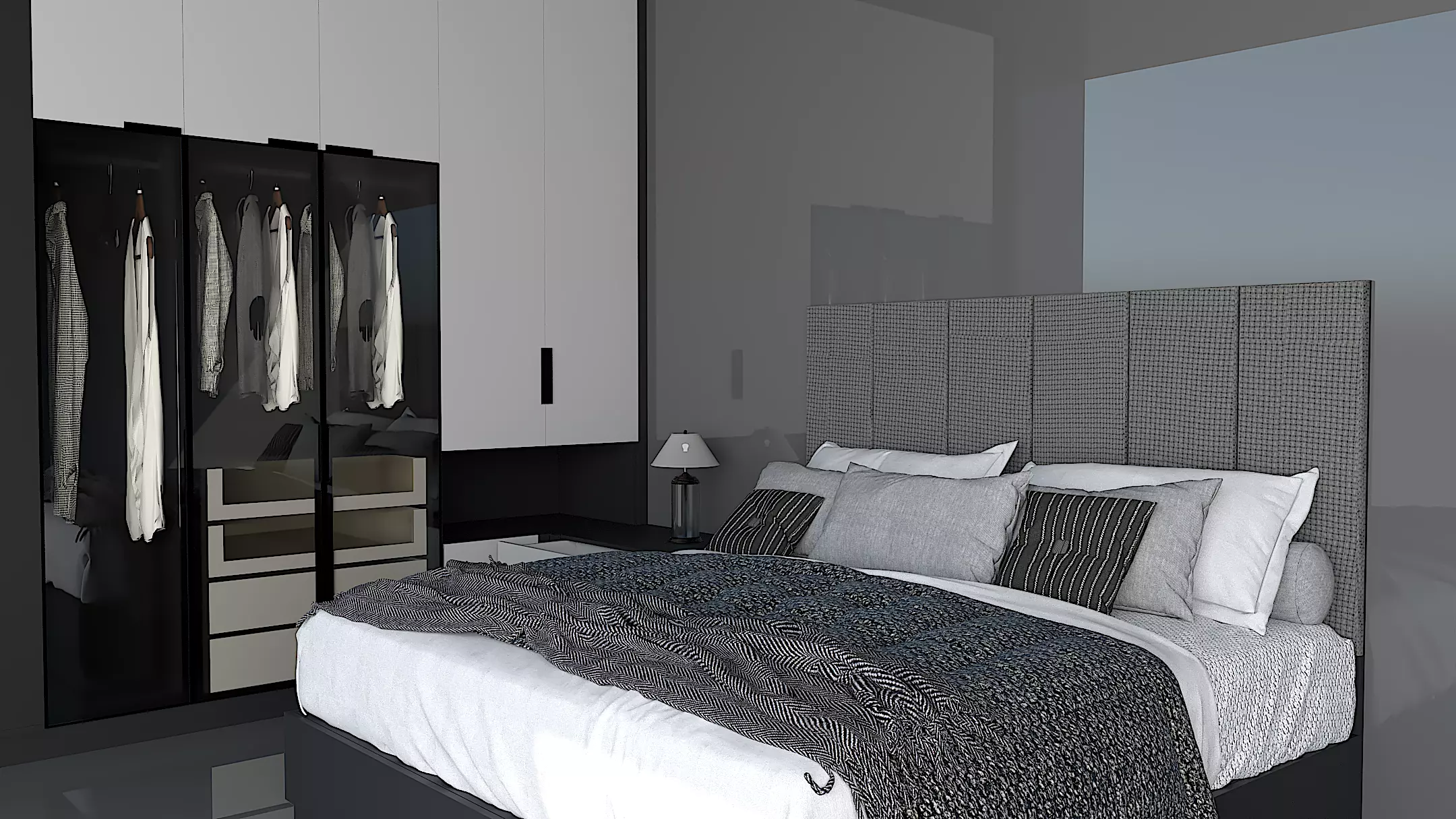 Shadow line Elegance Bed Set - Smart Dark  3D model_3