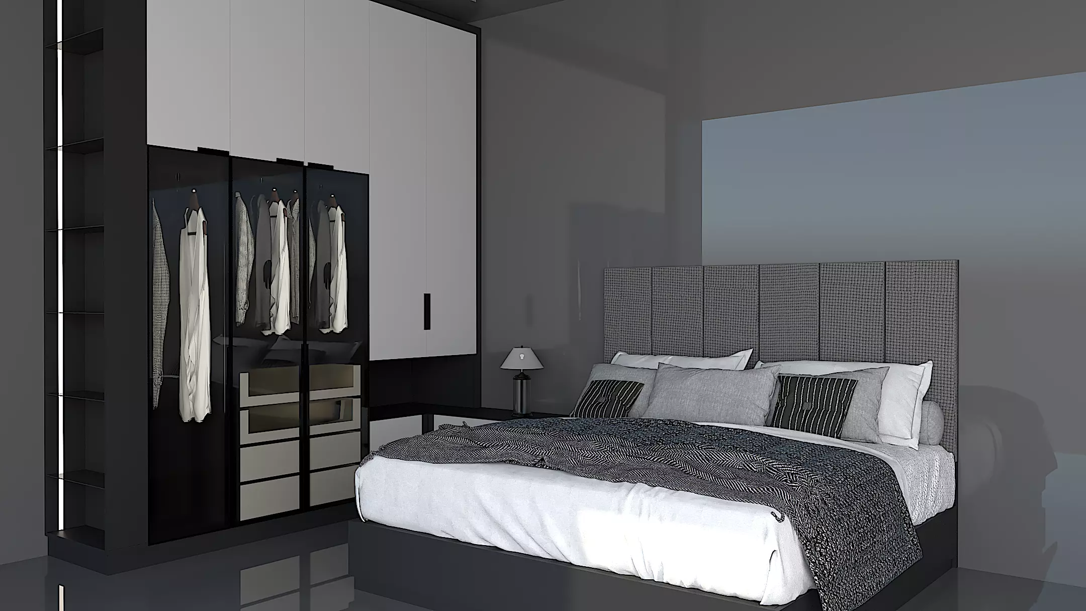 Shadow line Elegance Bed Set - Smart Dark  3D model_0