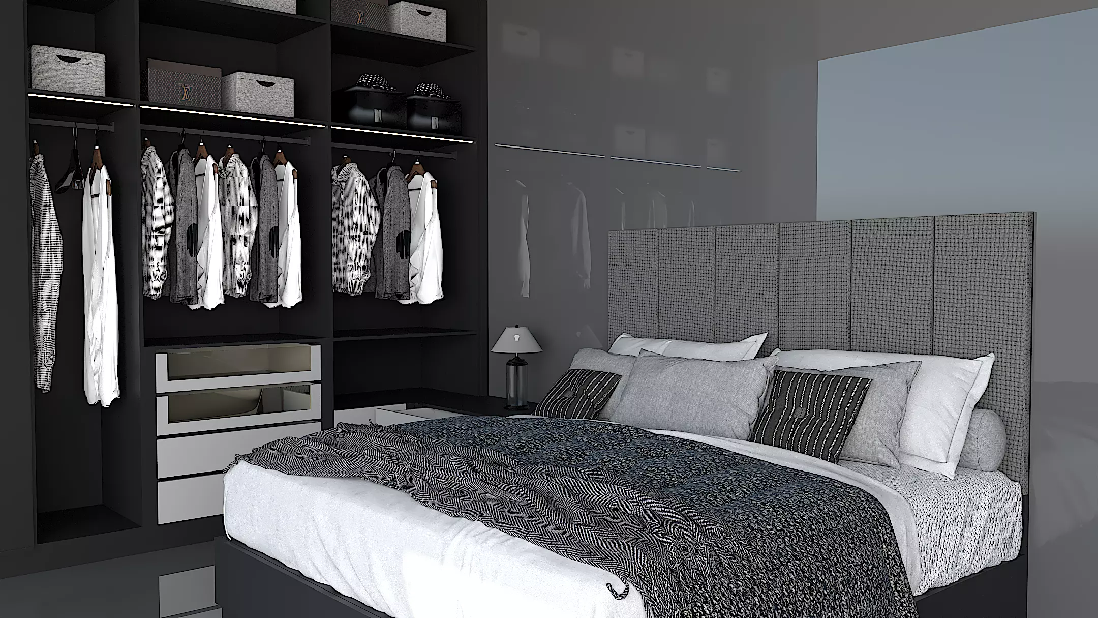 Shadow line Elegance Bed Set - Smart Dark  3D model_4