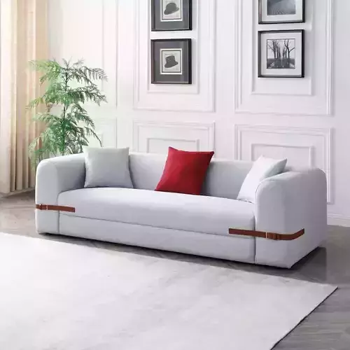 Modern Minimalist Sofa with Leather Strap Detail
