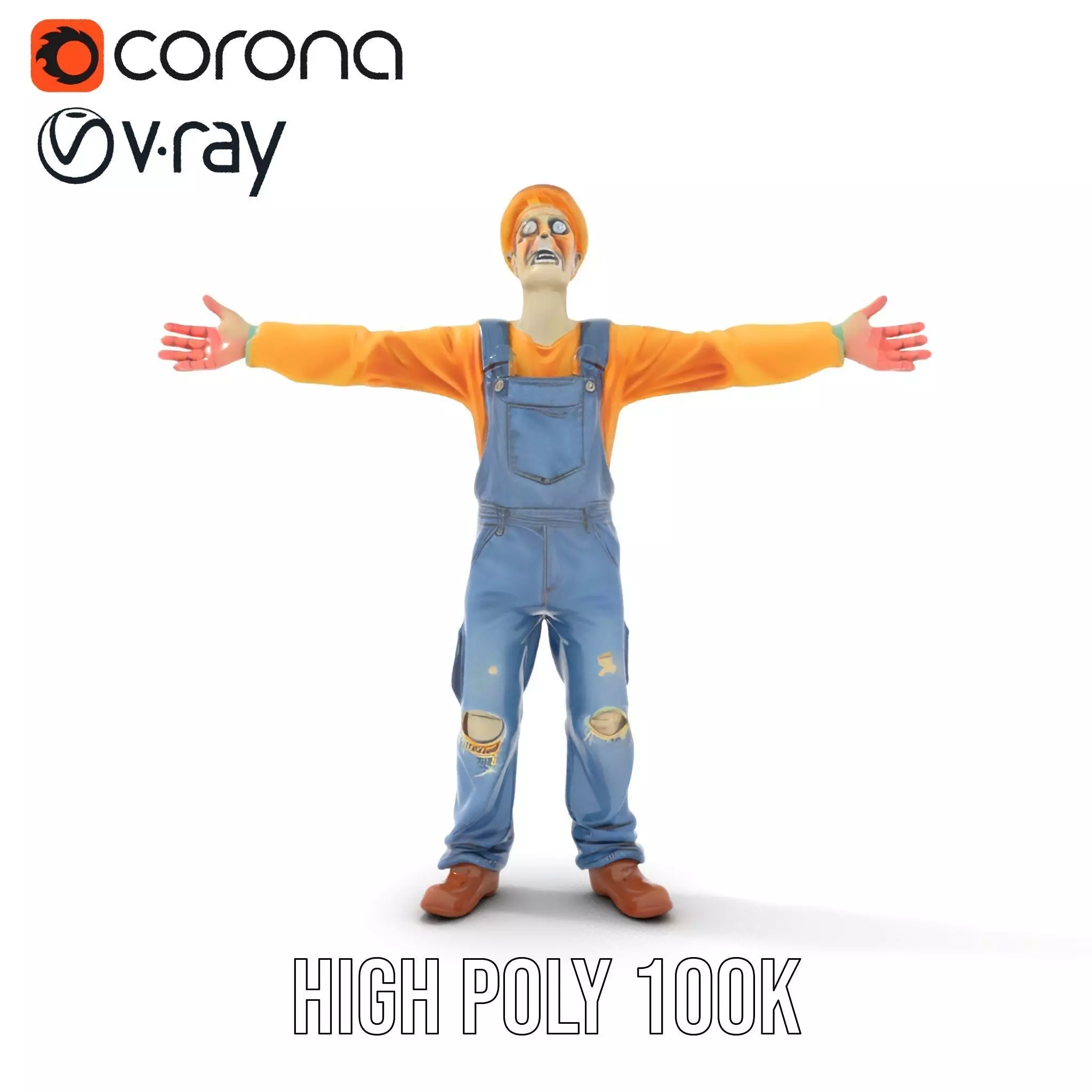 Zany Zombie Character model pack Low-poly 3D model_9