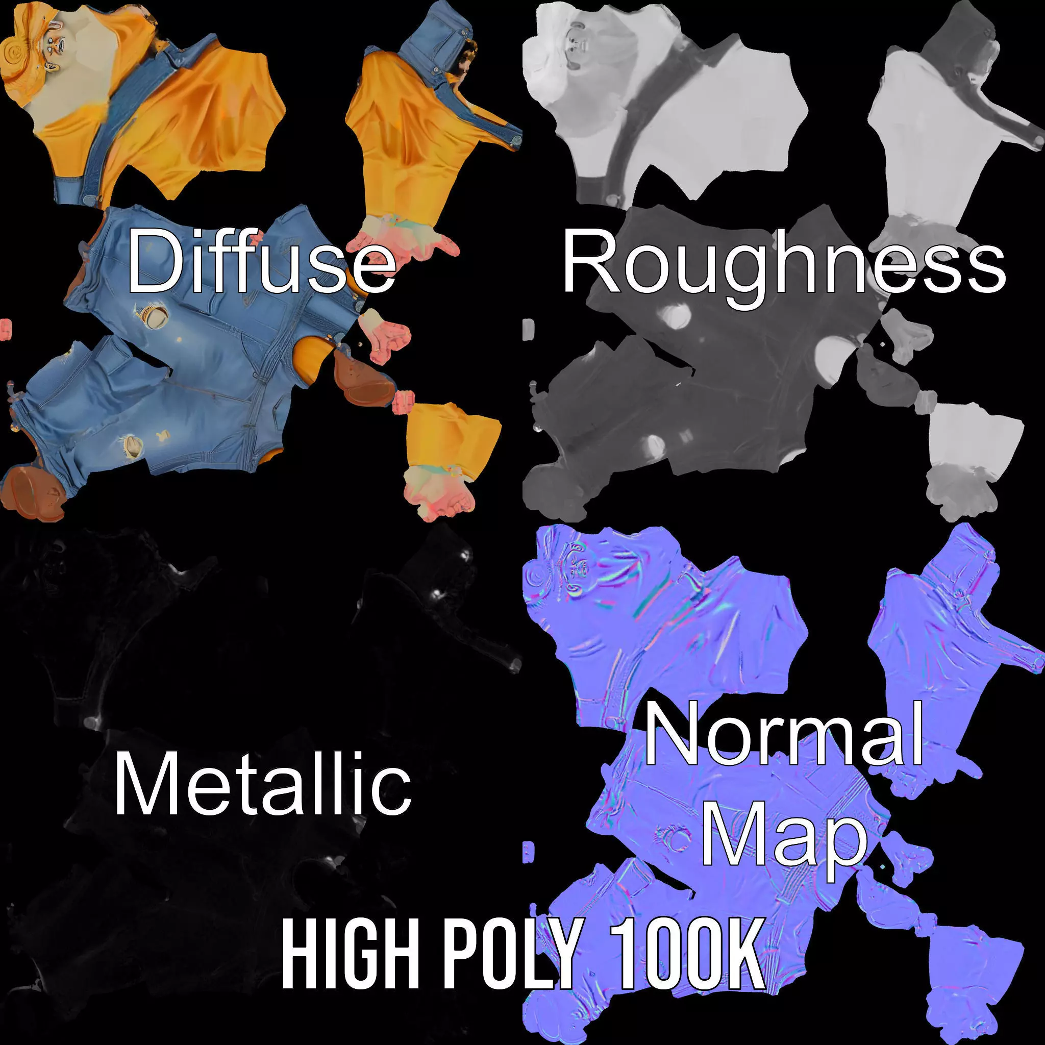 Zany Zombie Character model pack Low-poly 3D model_3