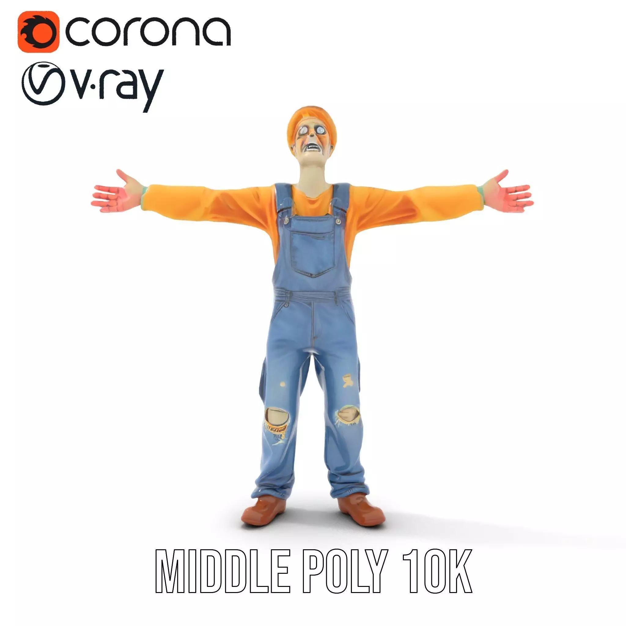 Zany Zombie Character model pack Low-poly 3D model_16