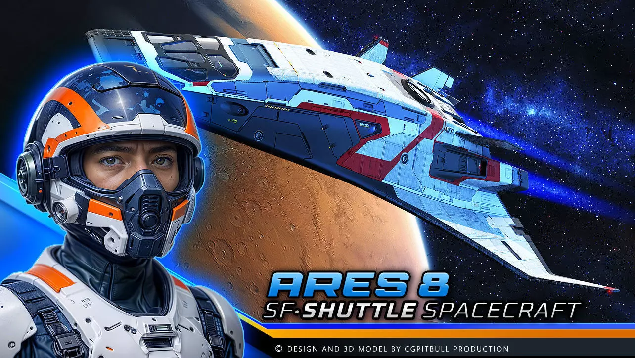 ARES 8 - Shuttle  Low-poly 3D model_0