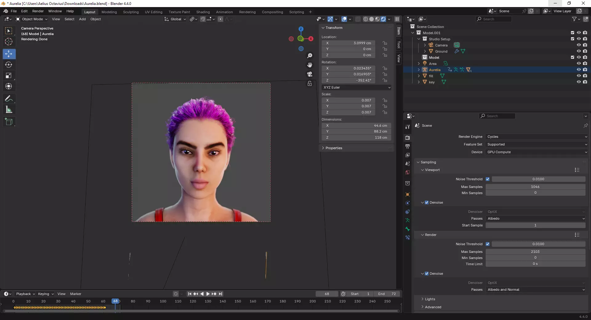 Aurelia - Female 3D Character Model Low-poly 3D model_5