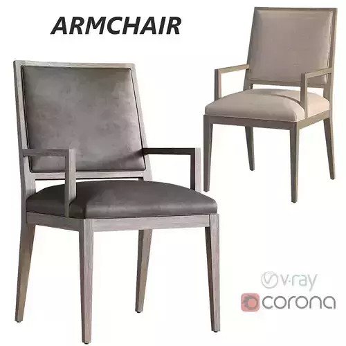 French Contemporary Square Leather Armchair Low-poly 3D model