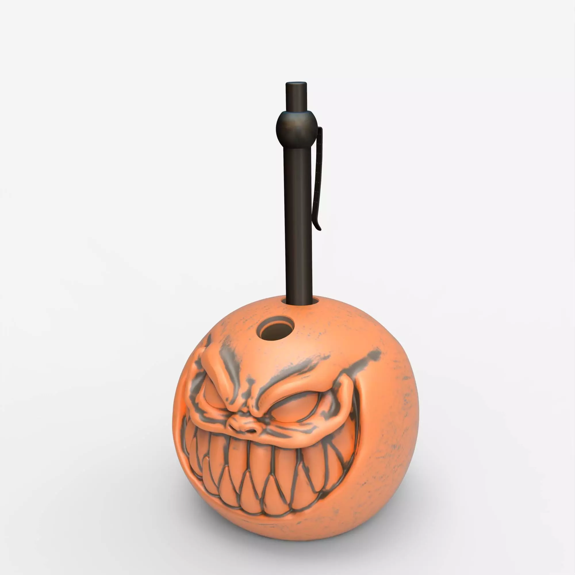 Pumpkin Pen Holder Spooky Jack-O-Lantern Gothic Desk Organizer 3D print model_8