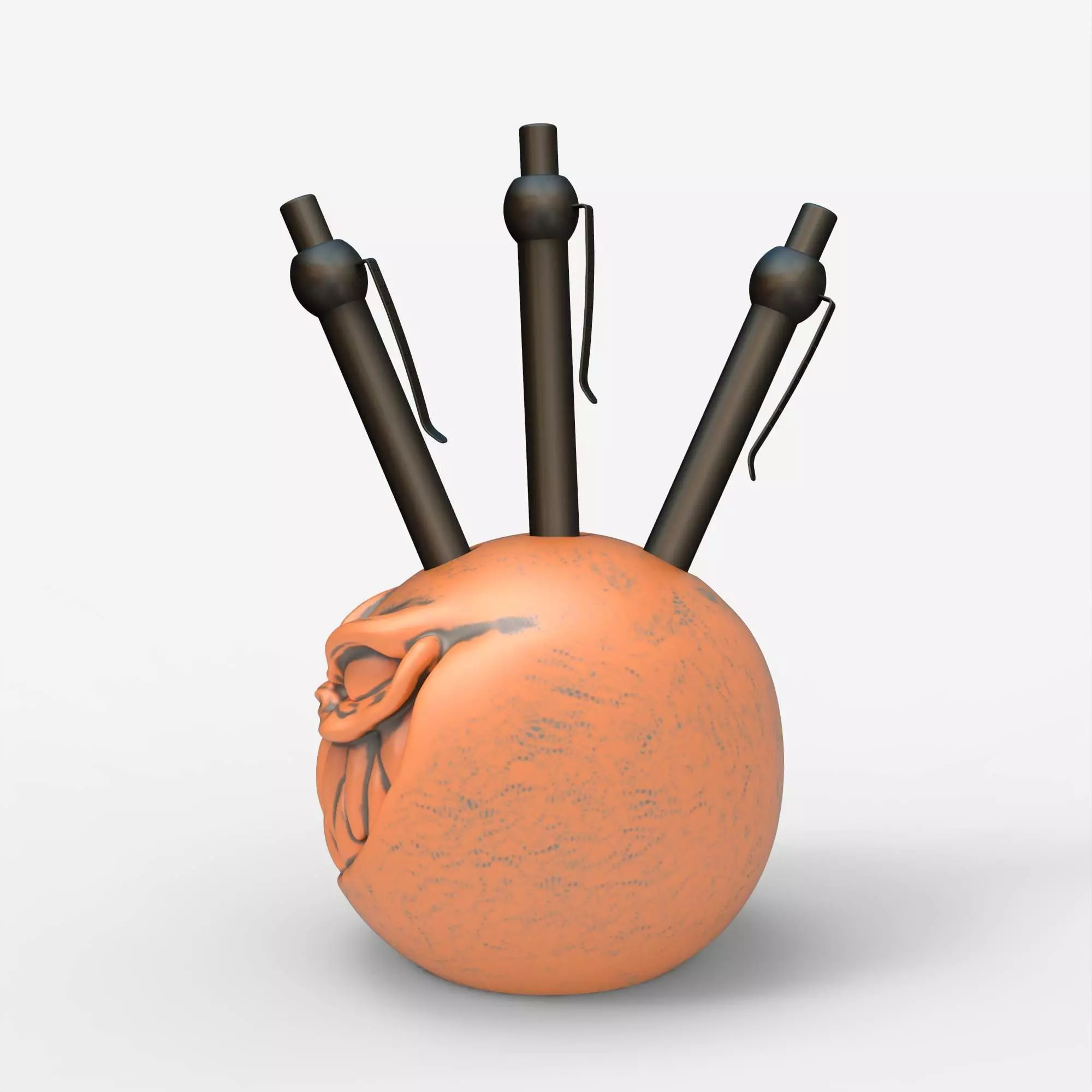 Pumpkin Pen Holder Spooky Jack-O-Lantern Gothic Desk Organizer 3D print model_6