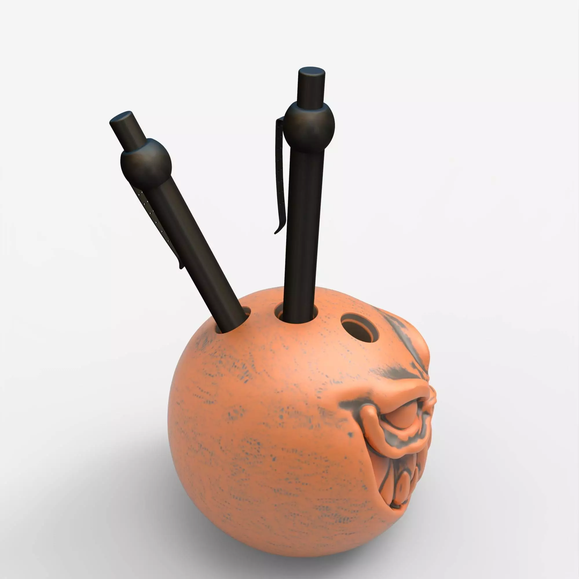 Pumpkin Pen Holder Spooky Jack-O-Lantern Gothic Desk Organizer 3D print model_3