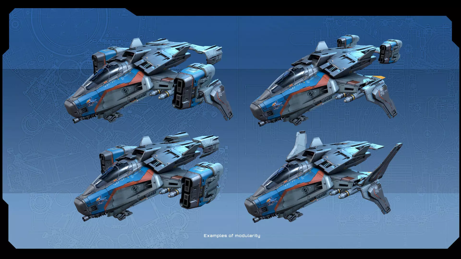 SF Modular Pirate Fighter Low-poly 3D model_11