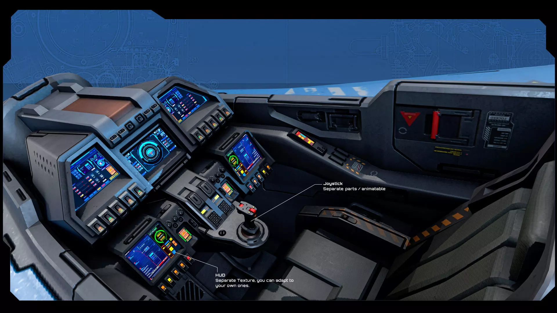 SF Modular Pirate Fighter Low-poly 3D model_8